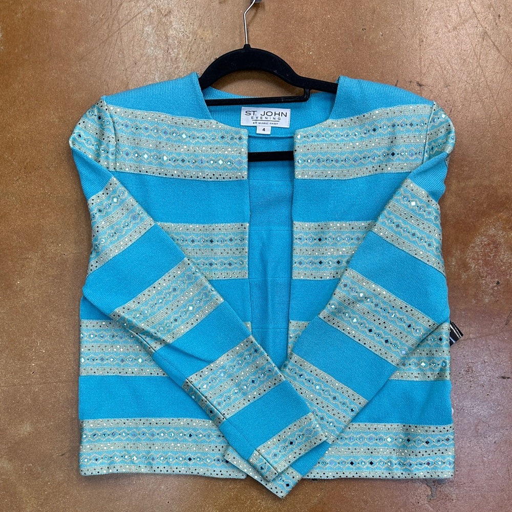 St. John Turquoise and Gold Women's Blazer